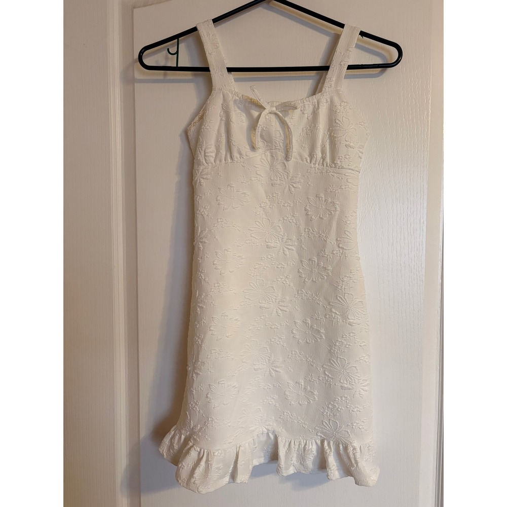 Full Tilt White Floral Jacquard Ruffle Mini Dress Small Milkmaid Cottagecore